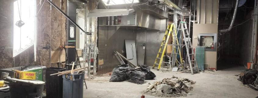 Circle K - IN PROGRESS - counter, grill and serving area Circle K in progress counter, grill and serving area, Toronto – Bare Bones Demolition